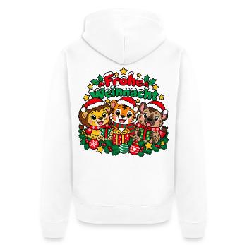 Frohe Weihnacht Tiere - Unisex Premium Bio Zip Hoodie - Weiß - Hinten - Thijin (182cm)