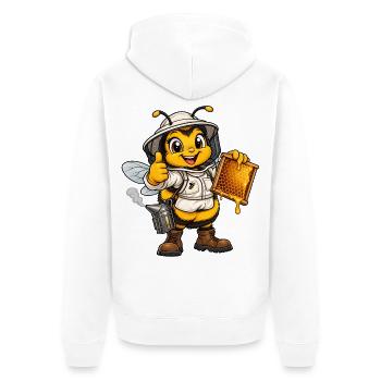 Hummel als Imker – Lustiges Bienenmotiv - Unisex Premium Bio Zip Hoodie - Weiß - Hinten - Thijin (182cm)