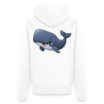 Pottwal Kawaii Style – Süßer Meeresriese - Unisex Premium Bio Zip Hoodie - Weiß - Hinten - Thijin (182cm)