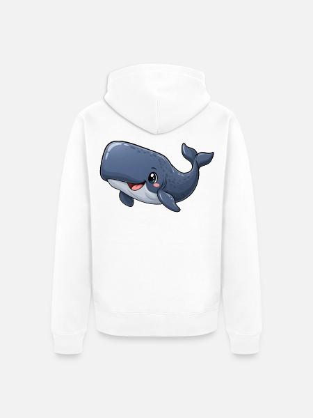 Pottwal Kawaii Style – Süßer Meeresriese - Unisex Premium Bio Zip Hoodie - Weiß