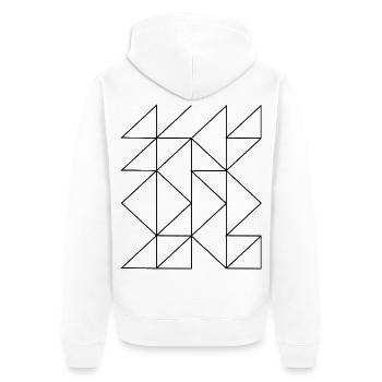 Geometrische Linienzusammensetzung - Unisex Premium Bio Zip Hoodie - Weiß - Hinten - Thijin (182cm)