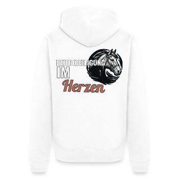 Reitbeteiligung im Herzen Geschenk für Pferdefreun - Unisex Premium Bio Zip Hoodie - Weiß - Hinten - Thijin (182cm)