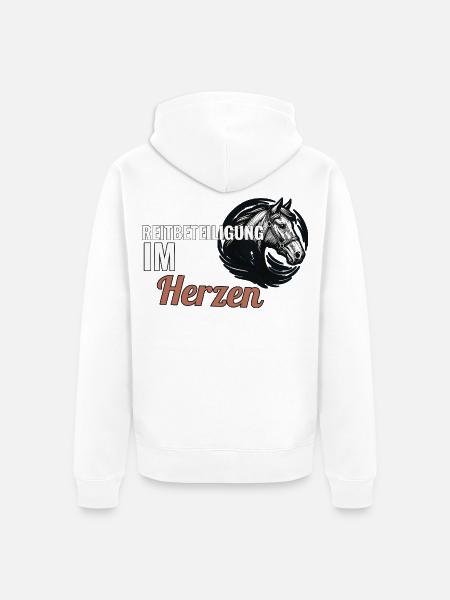 Reitbeteiligung im Herzen Geschenk für Pferdefreun - Unisex Premium Bio Zip Hoodie - Weiß