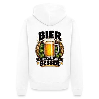 Bier Macht Alles Besser - Unisex Premium Bio Zip Hoodie - Weiß - Hinten - Thijin (182cm)
