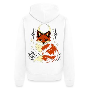 Mondfuchs im Sternenglanz - Unisex Premium Bio Zip Hoodie - Weiß - Hinten - Thijin (182cm)