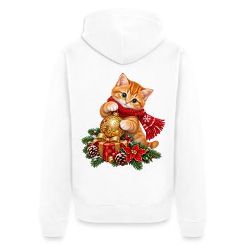 Katze Winterkuss - Unisex Premium Bio Zip Hoodie - Weiß - Hinten - Thijin (182cm)