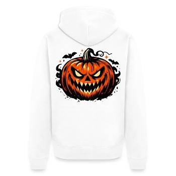 Grimmiges Kürbisgesicht Halloween - Unisex Premium Bio Zip Hoodie - Weiß - Hinten - Thijin (182cm)