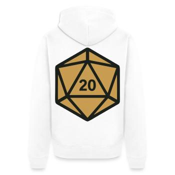D20 Wuerfel Rollenspiel Icon - Unisex Premium Bio Zip Hoodie - Weiß - Hinten - Thijin (182cm)