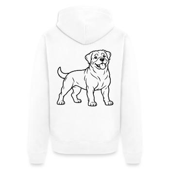 Rottweiler – Minimalistische Line Art - Unisex Premium Bio Zip Hoodie - Weiß - Hinten - Thijin (182cm)