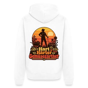 Hart Härter Gemüsegärtner - Unisex Premium Bio Zip Hoodie - Weiß - Hinten - Thijin (182cm)