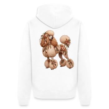 Pudel – Romantischer Blumenstil - Unisex Premium Bio Zip Hoodie - Weiß - Hinten - Thijin (182cm)