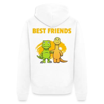 Best Friends Dinos Beste Freunde Dinosaurier - Unisex Premium Bio Zip Hoodie - Weiß - Hinten - Thijin (182cm)