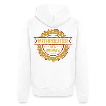Mitarbeiter des Monats Arbeitskollege Geschenk - Unisex Premium Bio Zip Hoodie - Weiß - Hinten - Thijin (182cm)