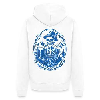 Bayerisches Skelett - Unisex Premium Bio Zip Hoodie - Weiß - Hinten - Thijin (182cm)