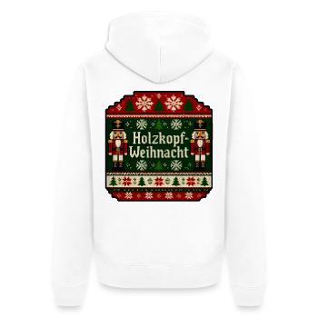 Holzkopf Weihnacht Ugly Sweater Strickmuster Shirt - Unisex Premium Bio Zip Hoodie - Weiß - Hinten - Thijin (182cm)