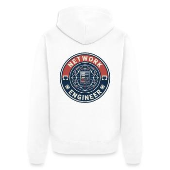 Vintage Network Engineer Server-Rack-Topologie-Topologie oben - Unisex Premium Bio Zip Hoodie - Weiß - Hinten - Thijin (182cm)
