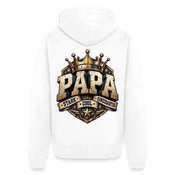 Vatertag Papa stark cool & einzigartig  - Unisex Premium Bio Zip Hoodie - Weiß - Hinten - Thijin (182cm)