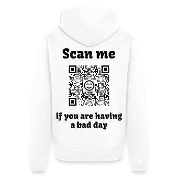 QR-Code mit liebevoller Botschaft - Unisex Premium Bio Zip Hoodie - Weiß - Hinten - Thijin (182cm)