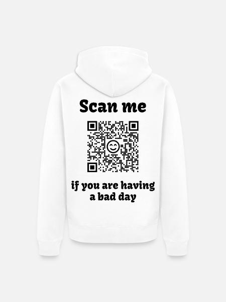 QR-Code mit liebevoller Botschaft - Unisex Premium Bio Zip Hoodie - Weiß