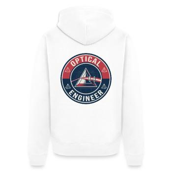 Vintage Optical Engineer Prisma-Laser-Linsenabzeichen - Unisex Premium Bio Zip Hoodie - Weiß - Hinten - Thijin (182cm)