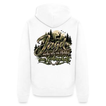 Jäger/in Jagd Leidenschaft Hobby Natur Tiere Wald - Unisex Premium Bio Zip Hoodie - Weiß - Hinten - Thijin (182cm)