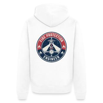 Vintage Brandschutzingenieur-Sprinklerabzeichen - Unisex Premium Bio Zip Hoodie - Weiß - Hinten - Thijin (182cm)