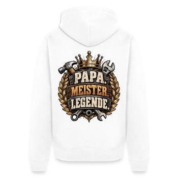 Vatertag Papa Meister Legende Retro Motiv  - Unisex Premium Bio Zip Hoodie - Weiß - Hinten - Thijin (182cm)