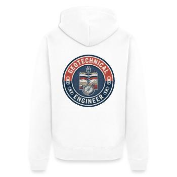 Vintage Geotechnischer Ingenieur Erdstrata-Abzeichen - Unisex Premium Bio Zip Hoodie - Weiß - Hinten - Thijin (182cm)