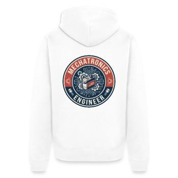 Vintage Mechatronik-Ingenieur Servomotor-Abzeichen - Unisex Premium Bio Zip Hoodie - Weiß - Hinten - Thijin (182cm)