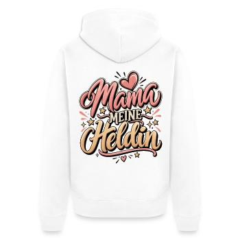 Muttertag Mama meine Heldin beste Mutter  - Unisex Premium Bio Zip Hoodie - Weiß - Hinten - Thijin (182cm)