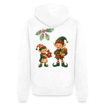 Weihnachtselfen – Festliches Festtagsdesign - Unisex Premium Bio Zip Hoodie - Weiß - Hinten - Thijin (182cm)