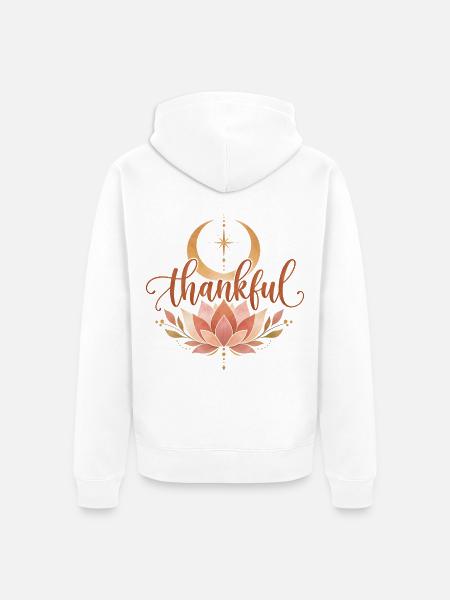 Dankbarkeit Achtsamkeit Lotusblüte Boho - Unisex Premium Bio Zip Hoodie - Weiß