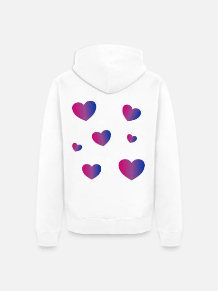 Bi Pride Herzen - Unisex Premium Bio Zip Hoodie - Weiß