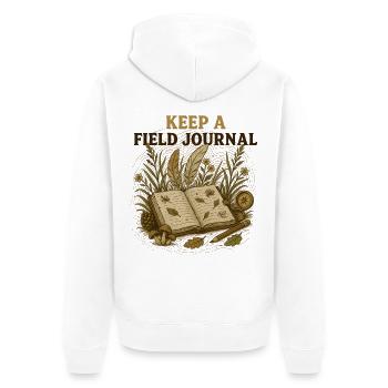 Keep A Field Journal Naturjournal - Unisex Premium Bio Zip Hoodie - Weiß - Hinten - Thijin (182cm)