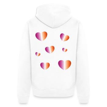 Lesbische Flaggenherzen - Unisex Premium Bio Zip Hoodie - Weiß - Hinten - Thijin (182cm)
