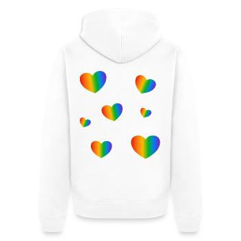 Rainbow Hearts LGBT-Stolz - Unisex Premium Bio Zip Hoodie - Weiß - Hinten - Thijin (182cm)