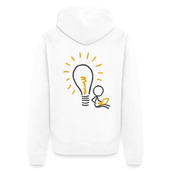 Im Schatten einer Idee (für helle Hintergründe) - Unisex Premium Bio Zip Hoodie - Weiß - Hinten - Thijin (182cm)