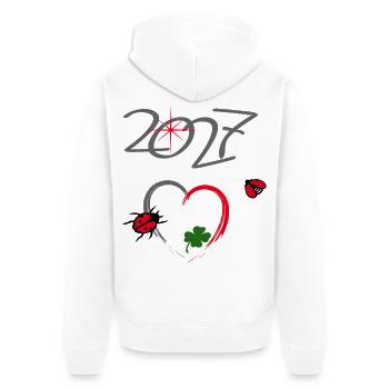 Neujahr 2027 Glücksdesign - Unisex Premium Bio Zip Hoodie - Weiß - Hinten - Thijin (182cm)