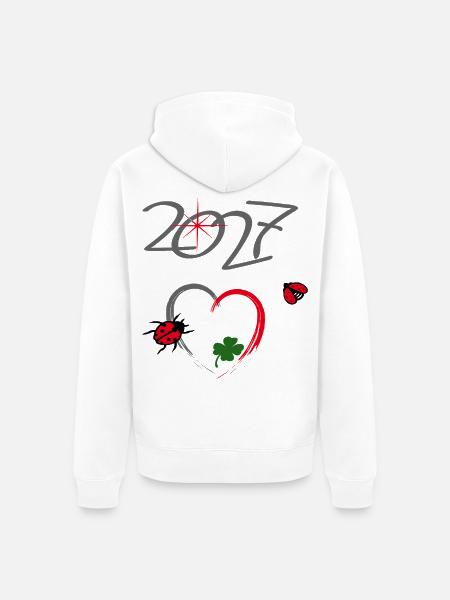 Neujahr 2027 Glücksdesign - Unisex Premium Bio Zip Hoodie - Weiß