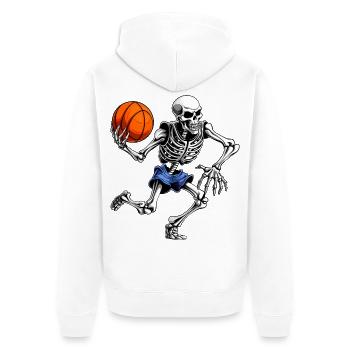 Skelette Basketballer / Basketball Skelett - Unisex Premium Bio Zip Hoodie - Weiß - Hinten - Thijin (182cm)
