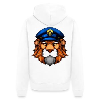Löwe Polizei - Unisex Premium Bio Zip Hoodie - Weiß - Hinten - Thijin (182cm)