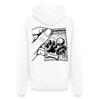 Addiction Dog Love Doggie – Ballpfotenbeutel - Unisex Premium Bio Zip Hoodie - Weiß - Hinten - Thijin (182cm)