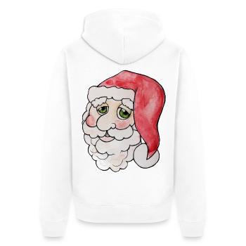 Verspieltes Aquarell-Weihnachtsmannporträt - Unisex Premium Bio Zip Hoodie - Weiß - Hinten - Thijin (182cm)