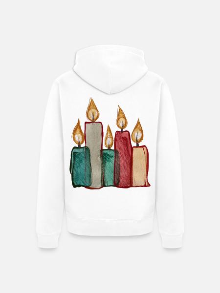 Candle Quartet Aquarell Glow - Unisex Premium Bio Zip Hoodie - Weiß