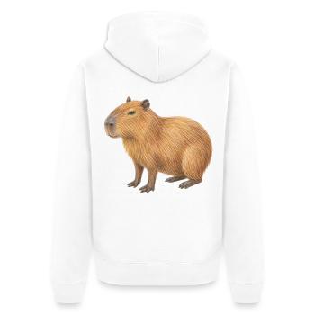 Capybara-Tierzeichnung mit Buntstiften - Unisex Premium Bio Zip Hoodie - Weiß - Hinten - Thijin (182cm)
