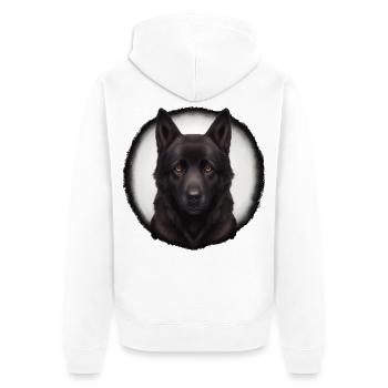 schwarz brauner schäferhund - Unisex Premium Bio Zip Hoodie - Weiß - Hinten - Thijin (182cm)
