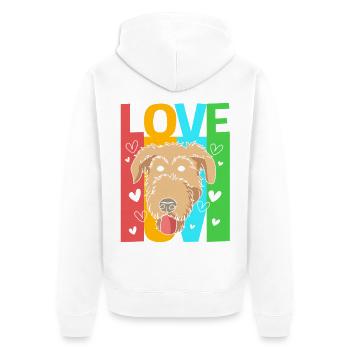Irischer Wolfshund - Unisex Premium Bio Zip Hoodie - Weiß - Hinten - Thijin (182cm)
