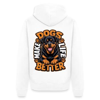 Rottweiler - Unisex Premium Bio Zip Hoodie - Weiß - Hinten - Thijin (182cm)
