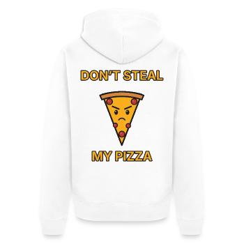 Pizza – Don’t steal my pizza – lustiger Spruch - Unisex Premium Bio Zip Hoodie - Weiß - Hinten - Thijin (182cm)
