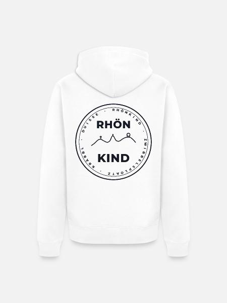 Rhönkind Emblem – Zwibbelsploatz & Kräbbl - Unisex Premium Bio Zip Hoodie - Weiß